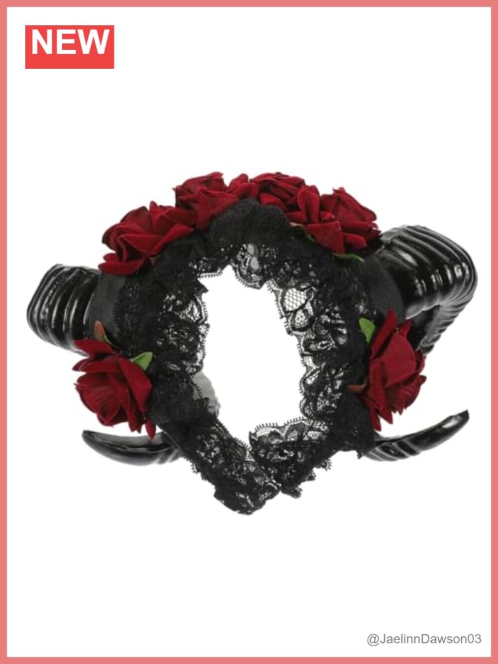 Gothic Ram Horn Rose Lace Headband Cosplay Halloween Costume Headpiece